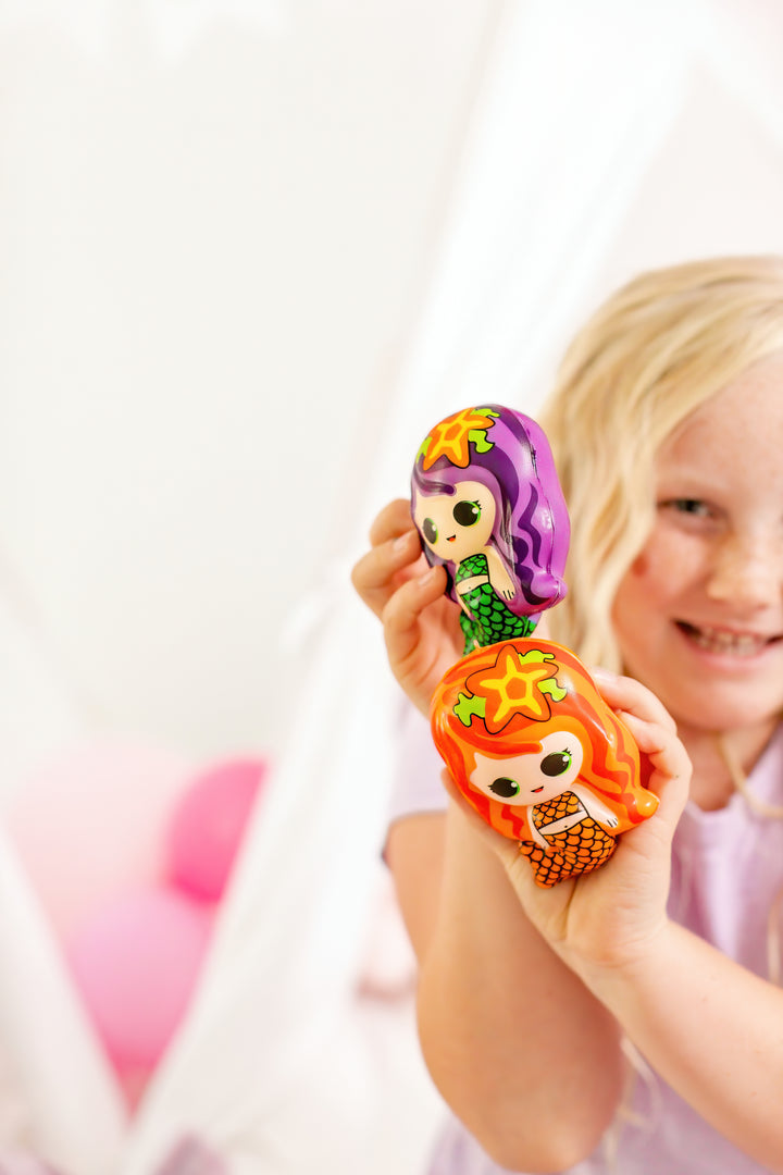 STEM-CERTIFIED COASTLINE CRAFT Mermaid Gift Set for Girls - Soft Mercat Plush Toy with Painting Kit, Mermaid Squishy, Pop it Toy & More Screen-Free Play!