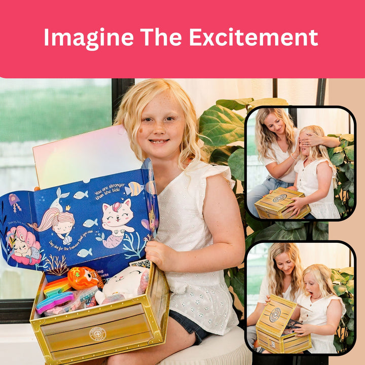STEM-CERTIFIED COASTLINE CRAFT Mermaid Gift Set for Girls - Soft Mercat Plush Toy with Painting Kit, Mermaid Squishy, Pop it Toy & More Screen-Free Play!