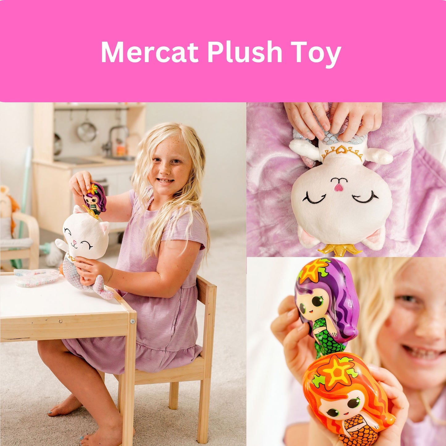 STEM-CERTIFIED COASTLINE CRAFT Mermaid Gift Set for Girls - Soft Mercat Plush Toy with Painting Kit, Mermaid Squishy, Pop it Toy & More Screen-Free Play!