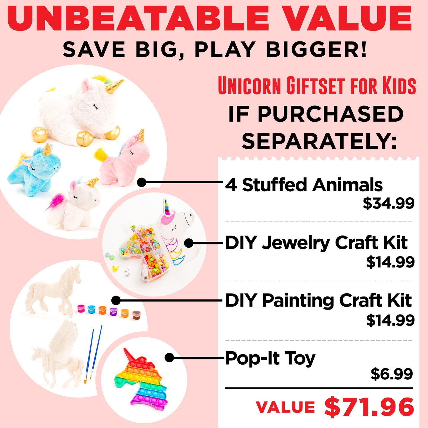 STEM-Certified Unicorn Giftset - A Showcase Gift for Girls Complete w/ Unicorn Crafts & Unicorn Toys - Includes Mama & Baby Unicorn Family, Painting Kit, DIY Jewelry & More