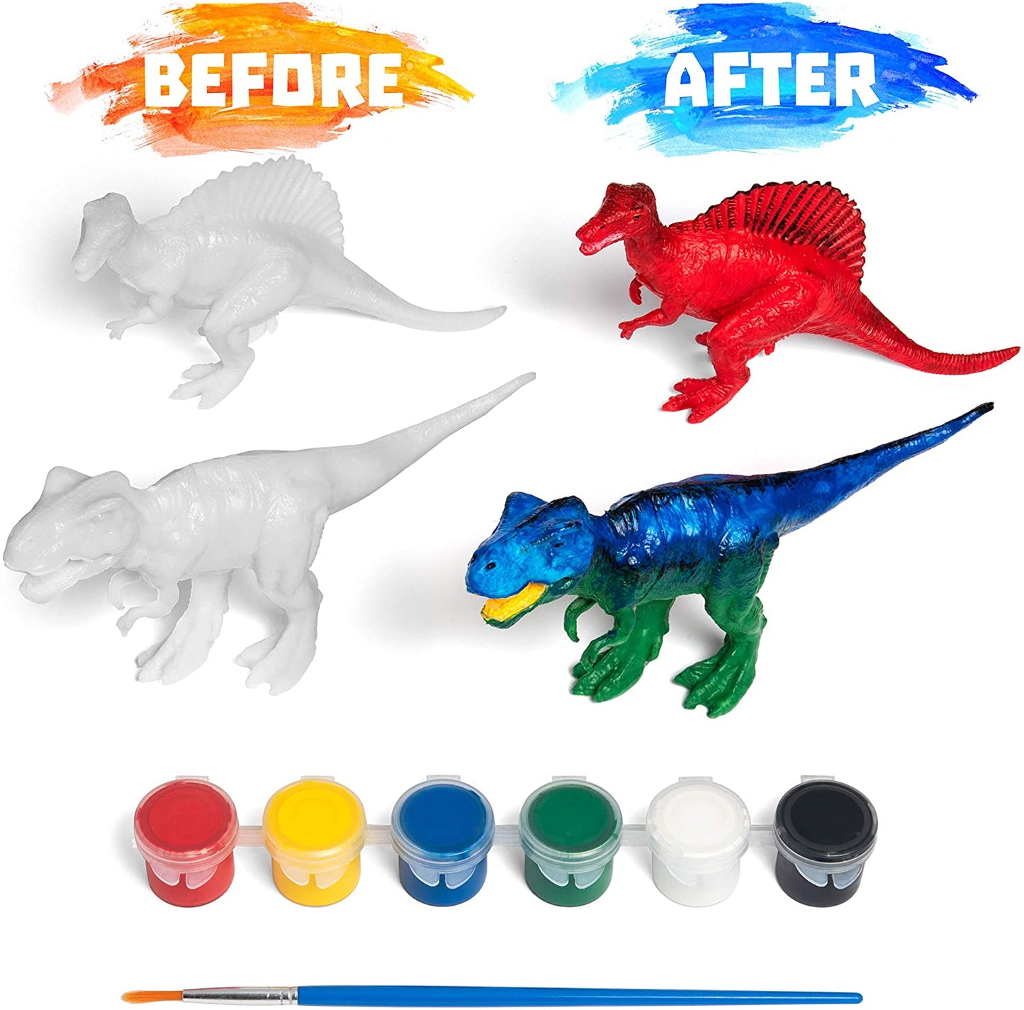 STEM.org Dinosaur Painting Kit for Kids with Dino Trivia-Dinosaur Crafts for Kids Ages 3-5 + w/ 2T-Rex Dinosaur Set - Screen Free, Educational Dinosaur Gifts for Boys, Dino Art Projects for Kids 4-6