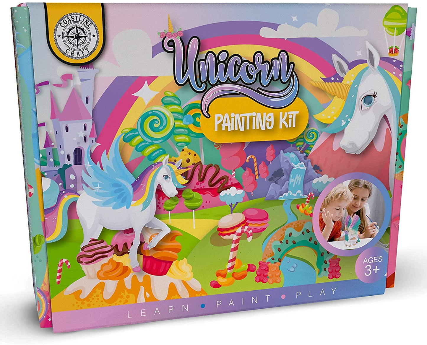 STEM-Accredited Unicorn Painting Kit for Kids - Paint Your Own Unicorn Craft Kit Toys w 2 Unicorn Headbands, Pegasus, Alicorn & Paint Sets for Kids Ages 4-8 - Unicorns Gifts for Girls