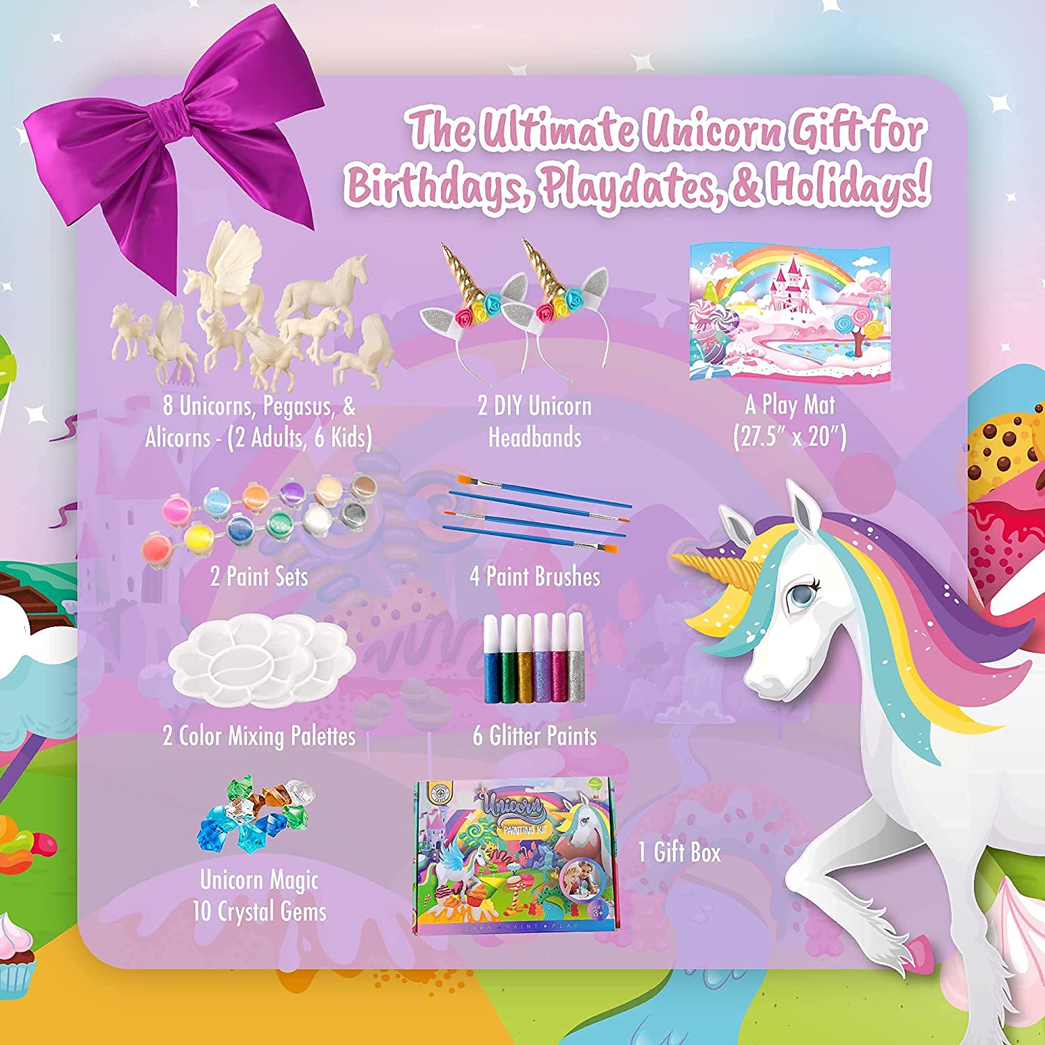 Unicorn Painting Kit for Kids w/ 2 Unicorn Headbands – coastlinecraft